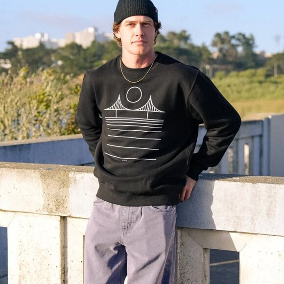 Culk - "Minimal Bridge" Unisex Crewneck Sweatshirt in Black, Large or XL - Picture 2 of 8